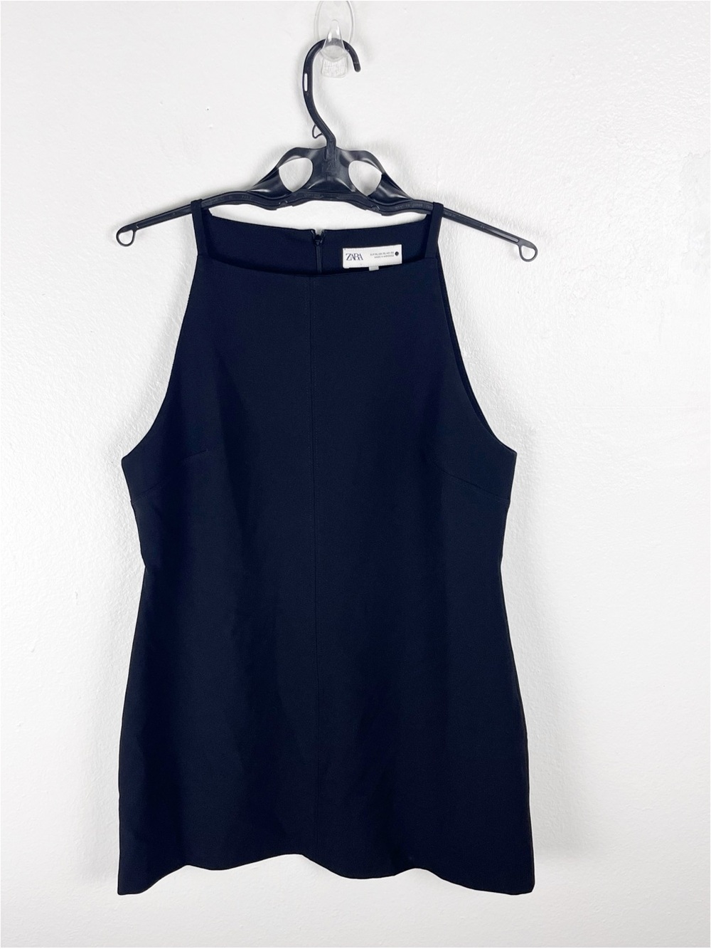ZARA Classic Black High Neck Sleeveless Back Zipper Dress XL Minimalist Neutral